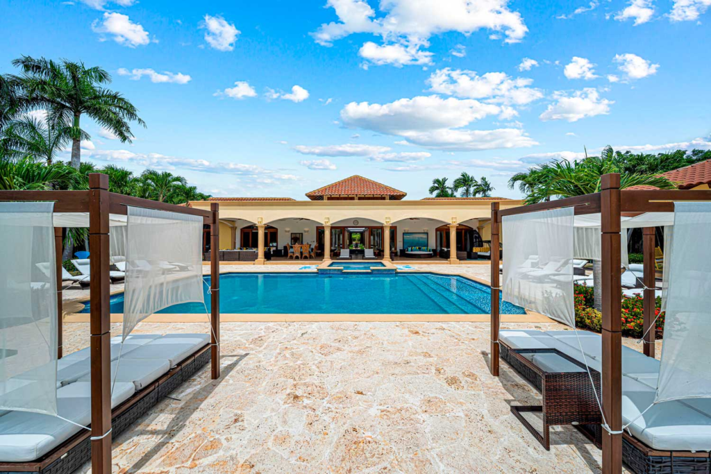 Pool terrace with sun loungers