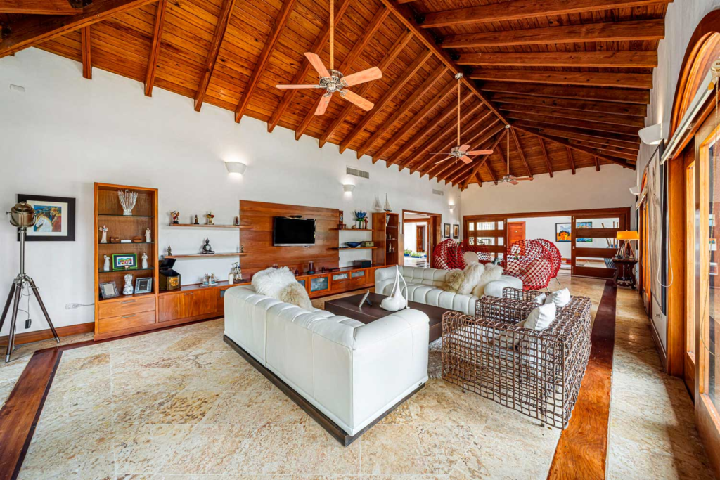 Living room seating and timber roof