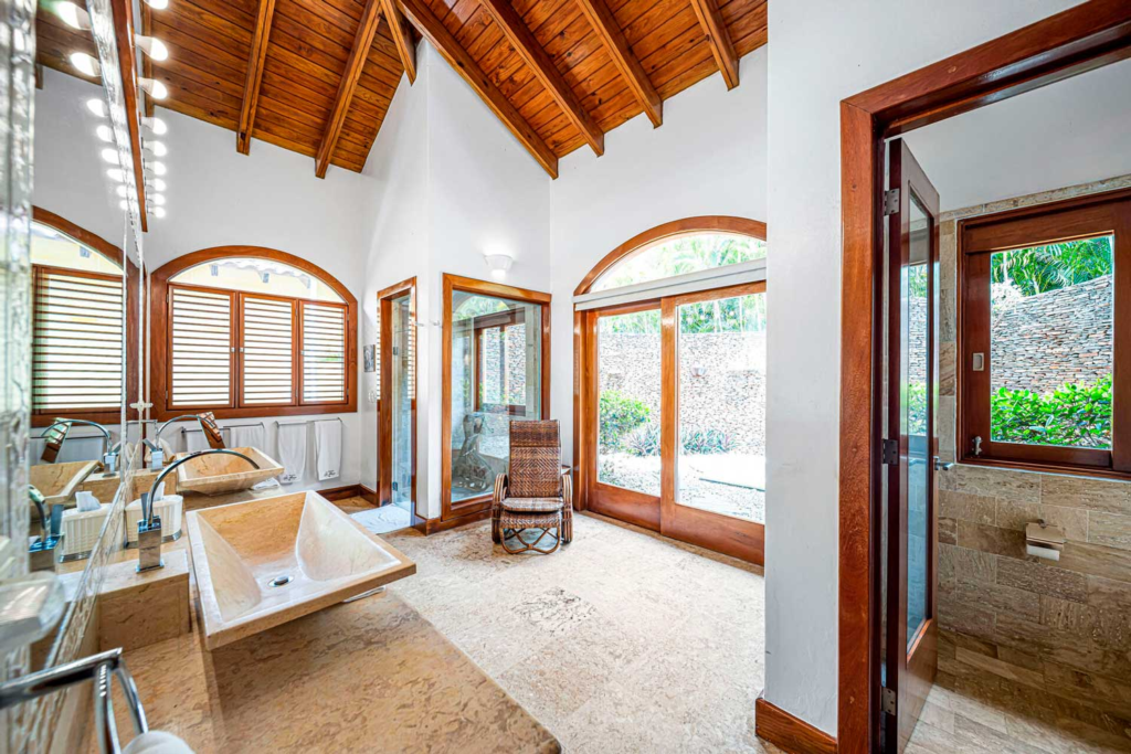 Bathroom opening toward the garden